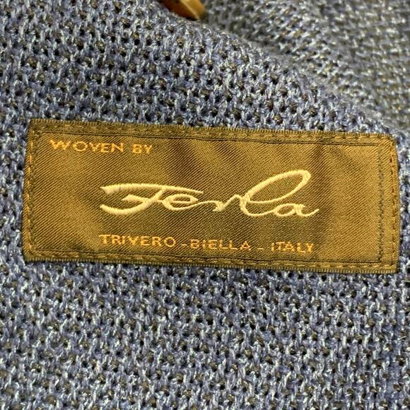 SUITSUPPLY Size 44 Blue Woven Silk Linen Notch Lapel Sport Coat - Picture 10 of 12